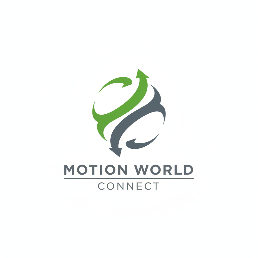 Motion World Connect Logo - Green and Grey